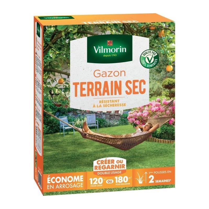 VILMORIN Semences de gazon rustique pour terrain sec - 3 kg