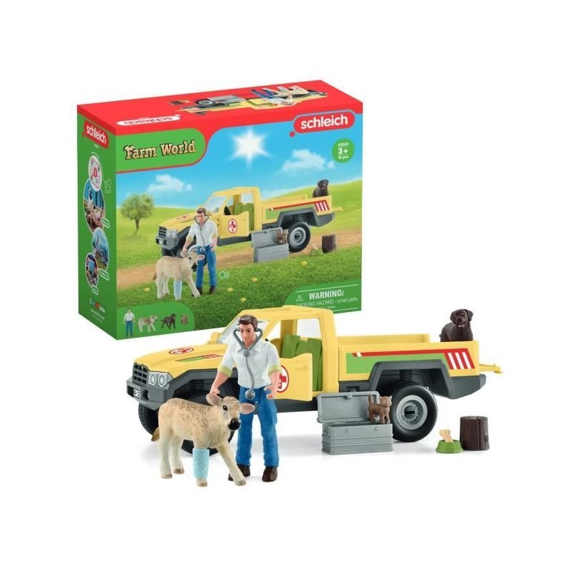 Coffret Visite du Vétérinaire a la ferme 12 Pieces - Avec Animaux de la Ferme...