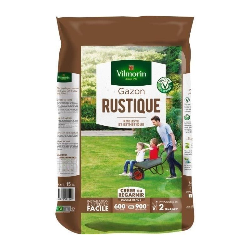 VILMORIN Semences de gazon rustique - 15 kg