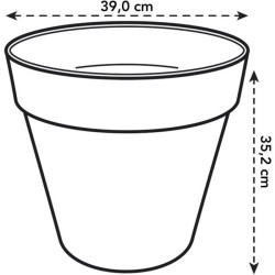 ELHO Pot de fleurs Rond LOFT URBAN - Plastique - Percé - Réservoir - Avec rou...