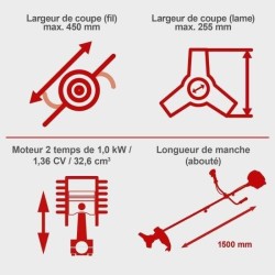 Débroussailleuse thermique 2 en 1 BCH3300PB 32,6cm³ - avec 2eme bobine et har...