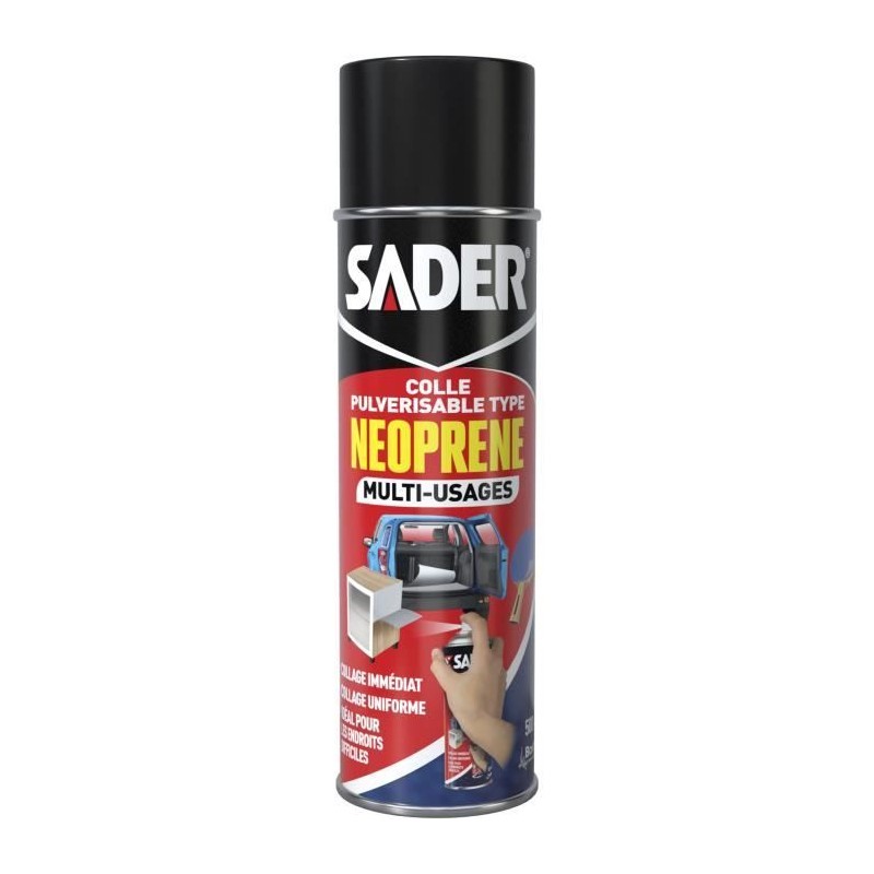 Colle aérosol néoprene multi-usages - SADER - Extra forte - Tous matériaux - ...