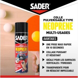 Colle aérosol néoprene multi-usages - SADER - Extra forte - Tous matériaux - ...