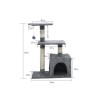 POPPY Arbre a chat gris 50 x 30 x 80 cm -  2 plateformes, 1 niche, poteaux a ...