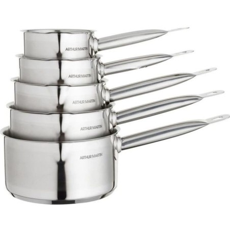ARTHUR MARTIN Set de de 5 Casseroles - Acier inoxydable - Intérieur satiné av...