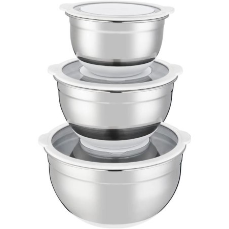 Set de saladiers - ARTHUR MARTIN - AM486 - 16-20-24 cm - Couvercles hermétiqu...