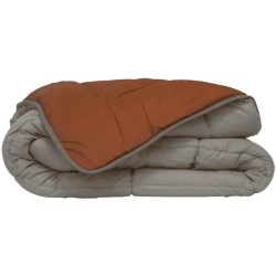 CALGARY - Couette Chaude Microfibre 400gr/m² - Gris Galet & Marron Gingembre ...