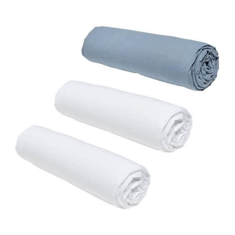 Lot de 3 draps housses TODAY Essential - 140 x 190 cm - 2 personnes - 100% Co...