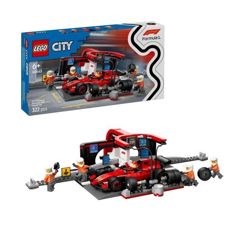 LEGO City 60443 Arret au stand de F1 avec voiture Ferrari - Jouet pour garçon...