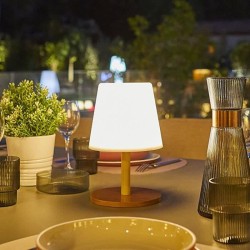 Lampe de table sans fil - LUMISKY - STANDY MINI WOOD - H25 cm - Pied en bambo...