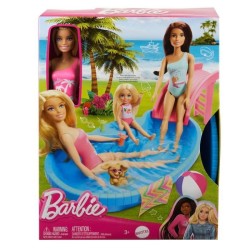 Barbie-Poupée et accessoires-Coffret poupée blonde avec piscine de