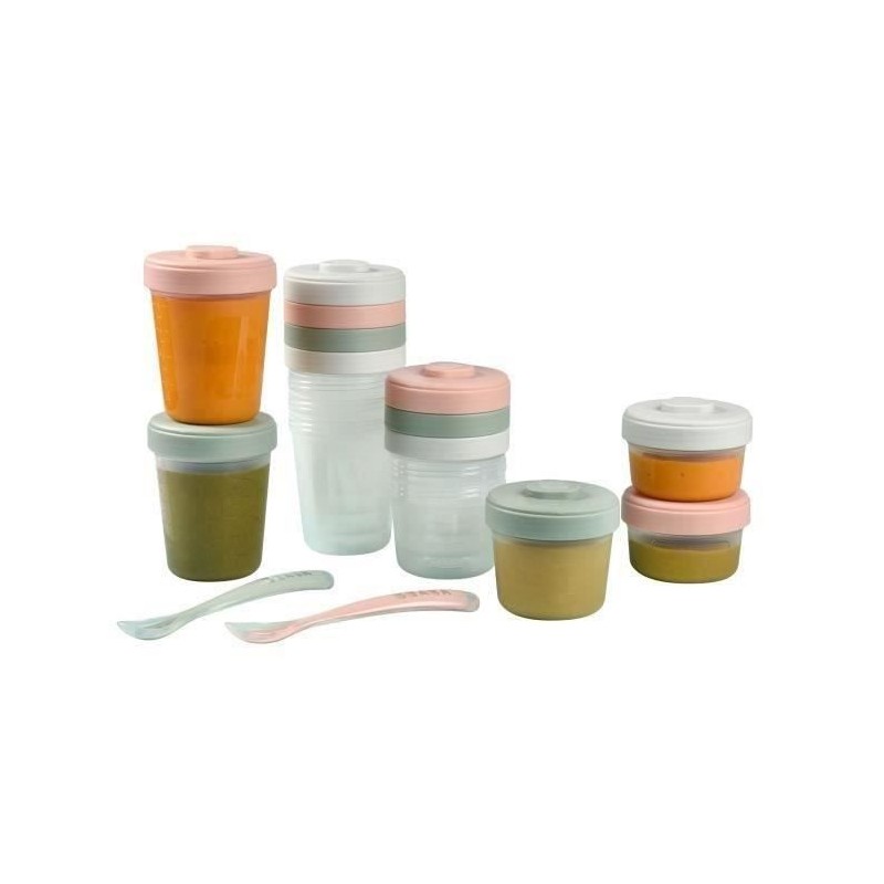 BÉABA - Lot 12 Portions Conservation et 2 Cuilleres Silicone - Pack 1er Repas...