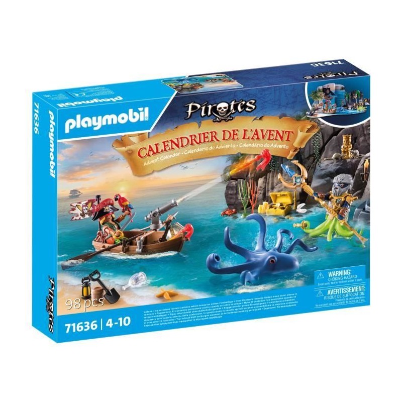 PLAYMOBIL 71636 Calendrier l'Avent Pirate, 24 surprises, 98 pieces, Des 4 ans