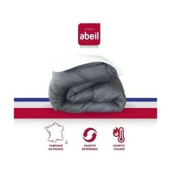 ABEIL Couette chaude Bicolore - 200 x 200 cm - Blanc et gris
