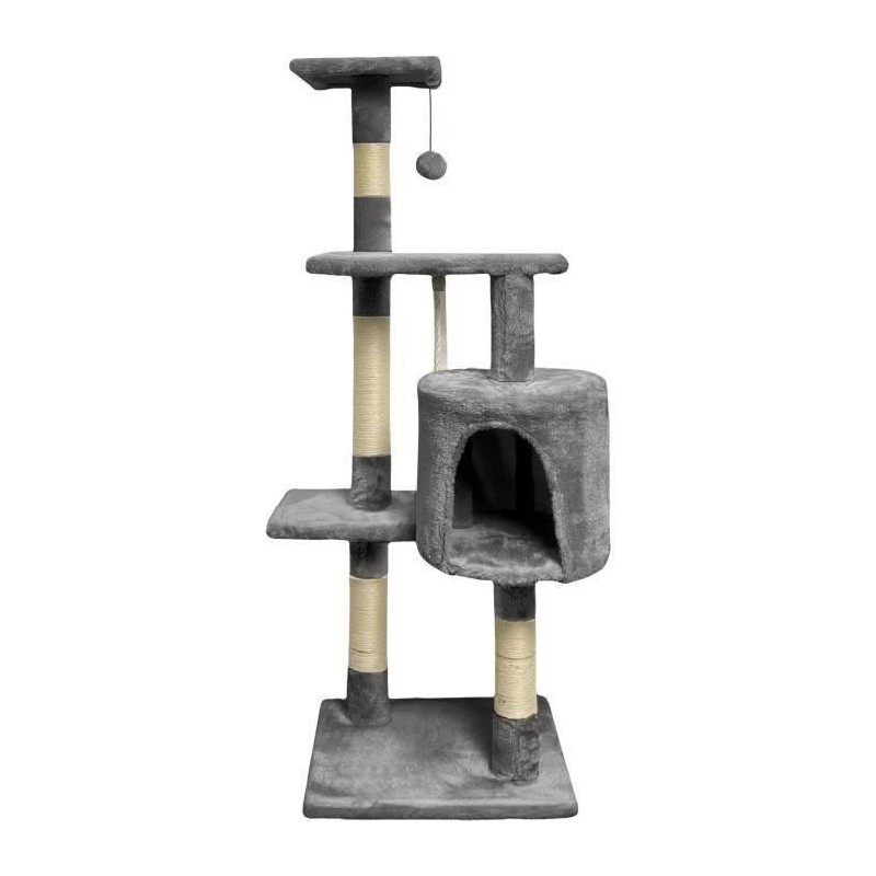 PALOMA Arbre a chat gris foncé 40 x 40 x 114cm -  3 plateformes, 1 corde, 1 n...