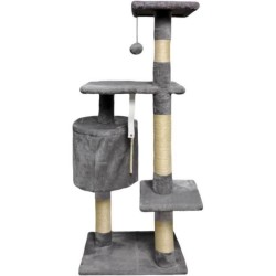 PALOMA Arbre a chat gris foncé 40 x 40 x 114cm -  3 plateformes, 1 corde, 1 n...