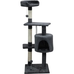 JASPER Arbre a chat gris 40 x 40 x 114 cm -3 plateformes, 1 niche, poteaux a ...