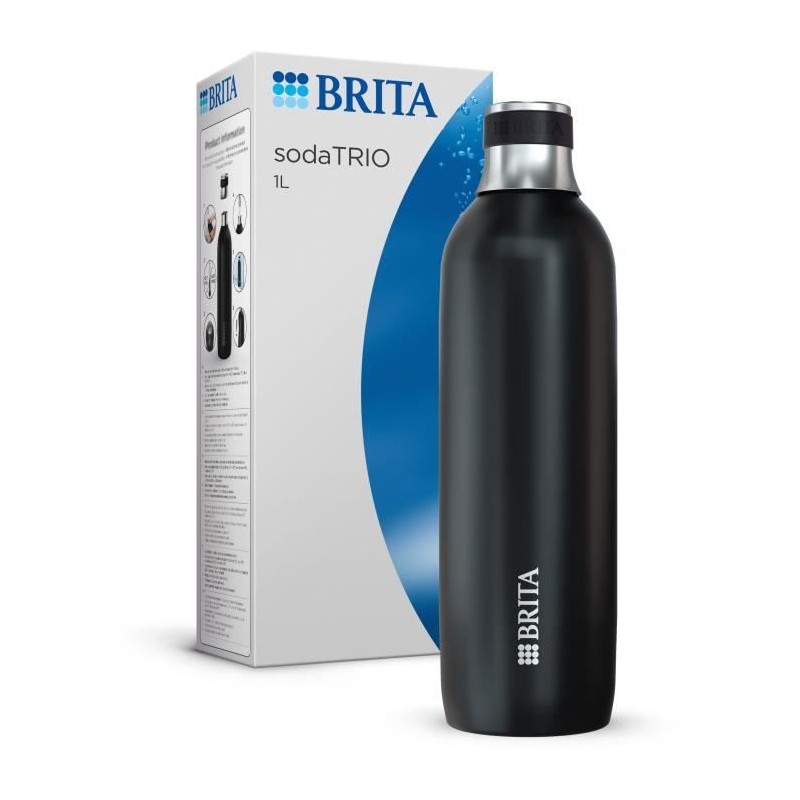 Bouteille isotherme BRITA - Compatible SodaTRIO - Capacité 1L - Acier Inoxyda...