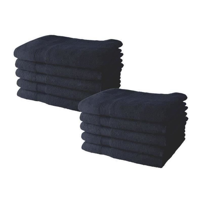 Lot de 10 Serviettes de Toilette - TODAY - 50 x 90 cm - 100% Coton - Navy