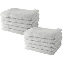 Lot de 10 Serviettes de Toilette - TODAY - 50 x 90 cm -100% Coton - Craie
