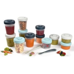 BÉABA - Lot 12 Portions Conservation et 2 Cuilleres Silicone - Pack 1er Repas...
