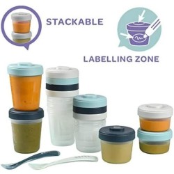 BÉABA - Lot 12 Portions Conservation et 2 Cuilleres Silicone - Pack 1er Repas...