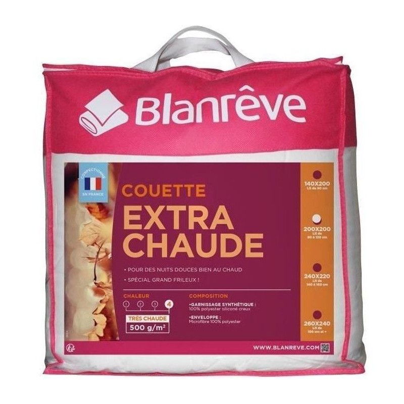 BLANREVE Couette extra chaude en microfibre - 200 x 200 cm - Blanc