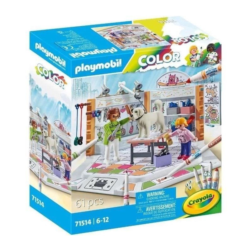 PLAYMOBIL Color 71514 Salon de toilettage, Crayons Crayola pour dessiner sur ...