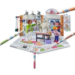 PLAYMOBIL Color 71514 Salon de toilettage, Crayons Crayola pour dessiner sur ...