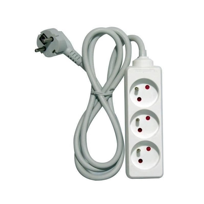 CHACON Bloc multiprise 3 prises 16A 1,5m blanc