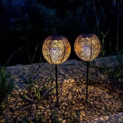 Lot de 2 balises solaires a planter - LUMISKY - AGADIR - H45 cm - Style orien...