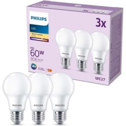 Ampoule LED - PHILIPS - 60 W - E27 - Blanc chaud - Dépolie -