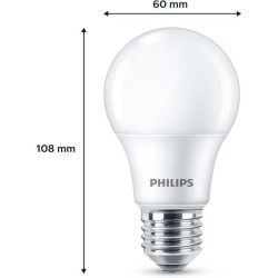 Ampoule LED - PHILIPS - 60 W - E27 - Blanc chaud - Dépolie -