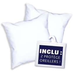 DODO Pack 2 oreillers tendance 60x60cm + 2 protege oreillers imperméable 60x6...