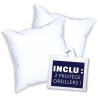 DODO Pack 2 oreillers tendance 60x60cm + 2 protege oreillers imperméable 60x6...