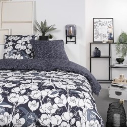 Parure de lit Mawira - 2 personnes - 260 x 240 cm - 100% coton - Bleu marine ...
