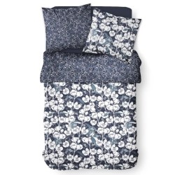 Parure de lit Mawira - 2 personnes - 260 x 240 cm - 100% coton - Bleu marine ...