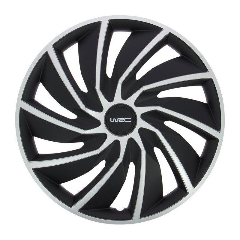 Lot de 4 enjoliveurs Bi-couleur gris & noir 14 pouces - WRC - TURBO - Look ra...