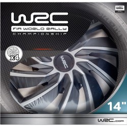 Lot de 4 enjoliveurs Bi-couleur gris & noir 14 pouces - WRC - TURBO - Look ra...