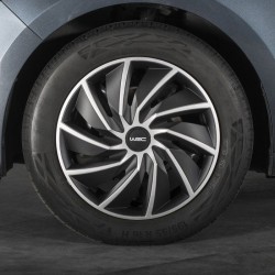 Lot de 4 enjoliveurs Bi-couleur gris & noir 14 pouces - WRC - TURBO - Look ra...