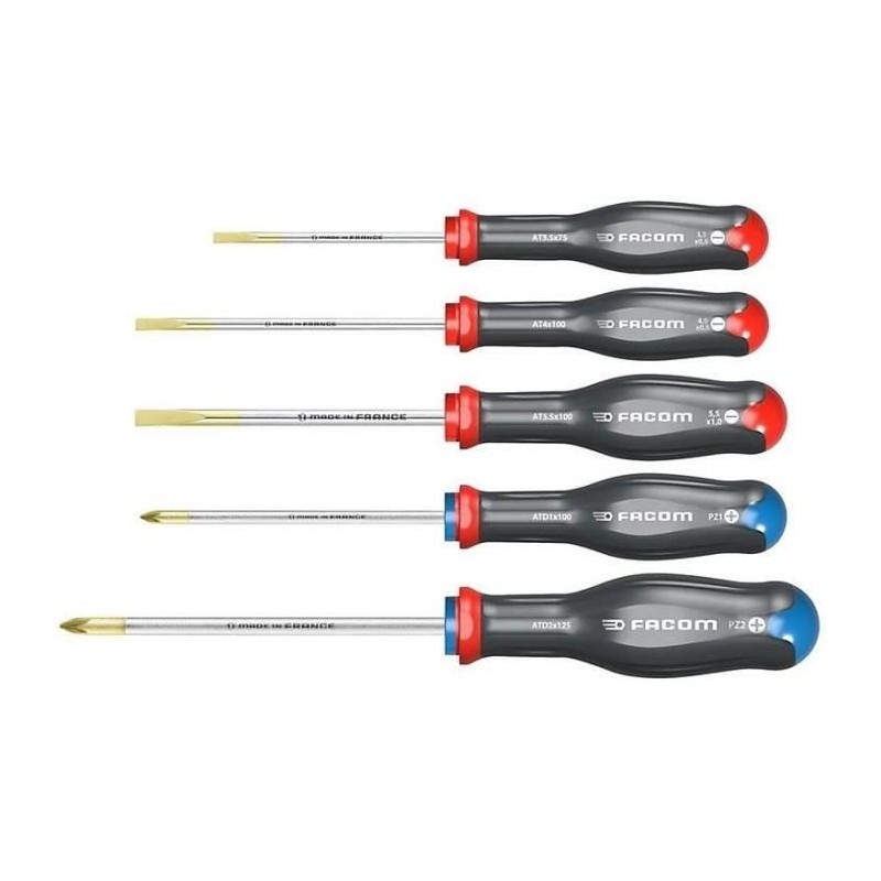 Coffret Tournevis Protwist - FACOM - AT.5PB (3 Fente + 2 Prozidriv)