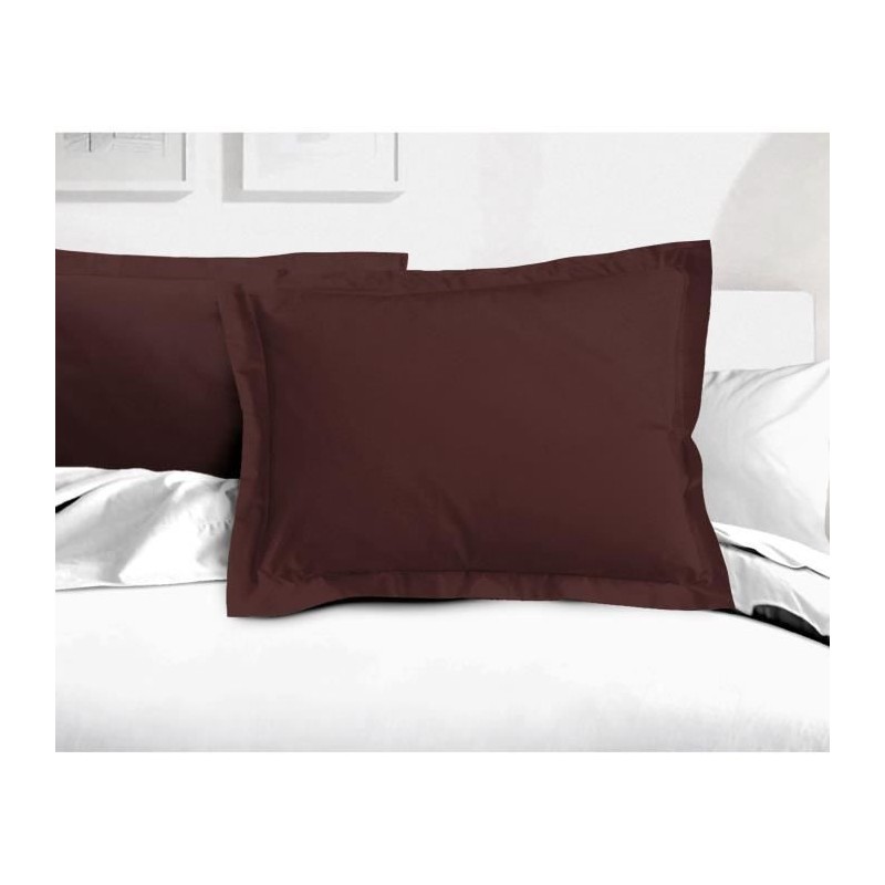 Lot de 2 taies d'oreiller - LOVELY HOME - LH71587 - 50 x 70 cm - Marron