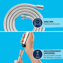 Flexible de douche - GROHE VitalioFlex 27507001 - 2m - Anti-pliures - Anti-to...