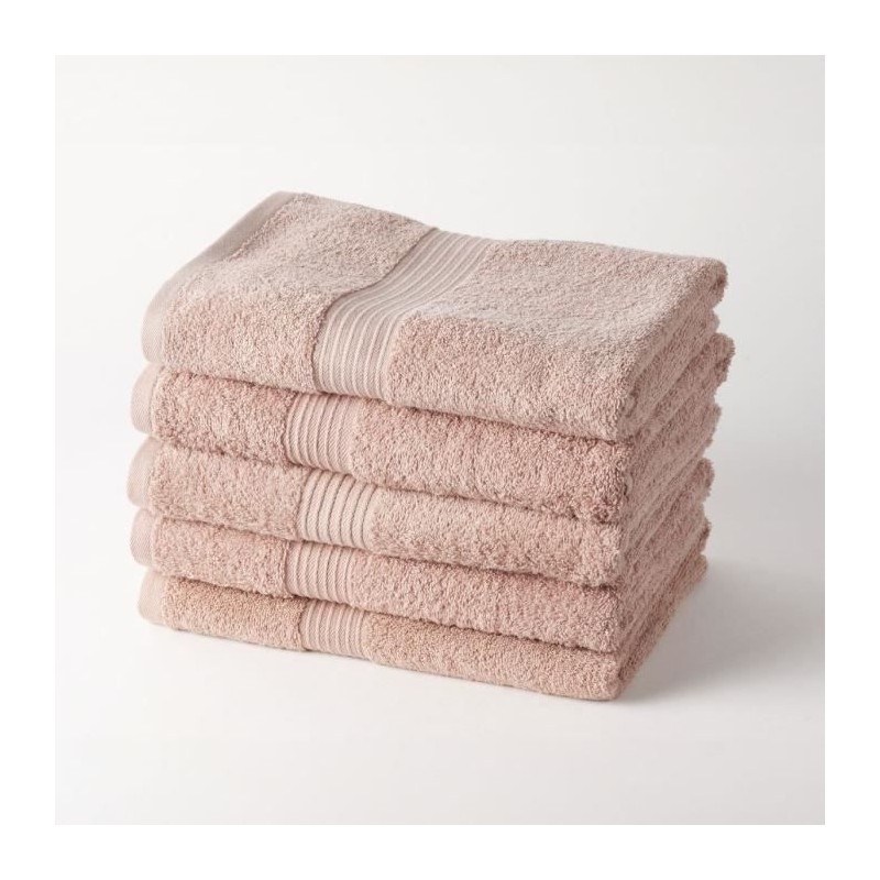 TODAY Essential - Lot de 5 draps de bain - 70 x 130 cm - 100% Coton - Rose