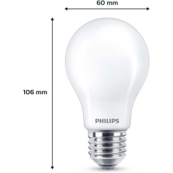 Ampoule LED - PHILIPS - Classic - 60 W - A60 E27 - Blanc chaud - Non
