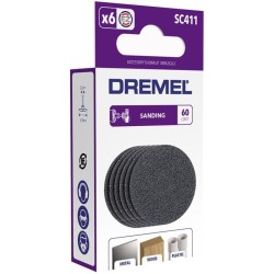 Disques de Ponçage DREMEL S411 EZ SpeedClic - Lot de 6 (Grain 60, Ø 30mm)