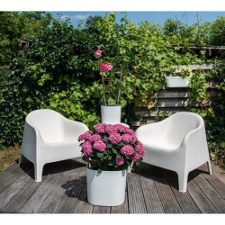 Pot avec réserve d'eau - GARDEN ID Respect - Blanc 40 x 40 cm - 100% déchets ...