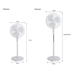 OCEANIC Ventilateur de pied - 45 W - Ø 44 cm - 3 vitesses - Oscillant - Incli...