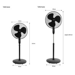 OCEANIC Ventilateur de pied - 45 W - Ø 44 cm - 3 vitesses - Oscillant - Incli...