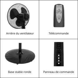 OCEANIC Ventilateur de pied - 45 W - Ø 44 cm - 3 vitesses - Oscillant - Incli...